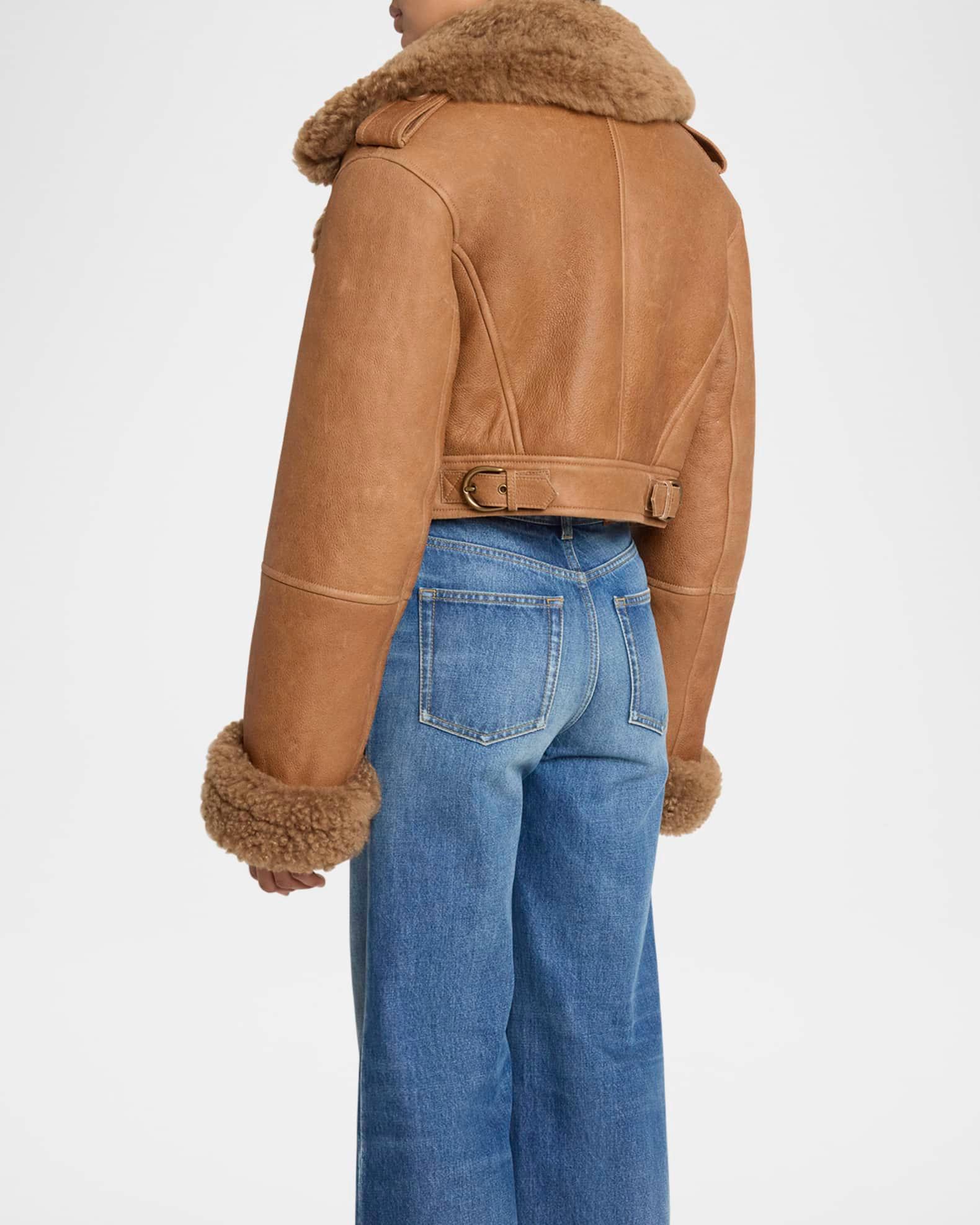 Lamb Shearling Crop Moto Jacket Product Image
