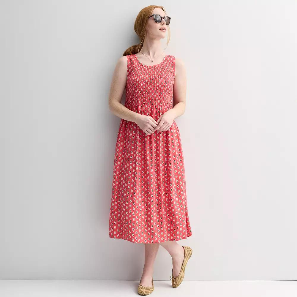 Petite Croft & Barrow® Smocked Midi Dress, Women's,  Product Image