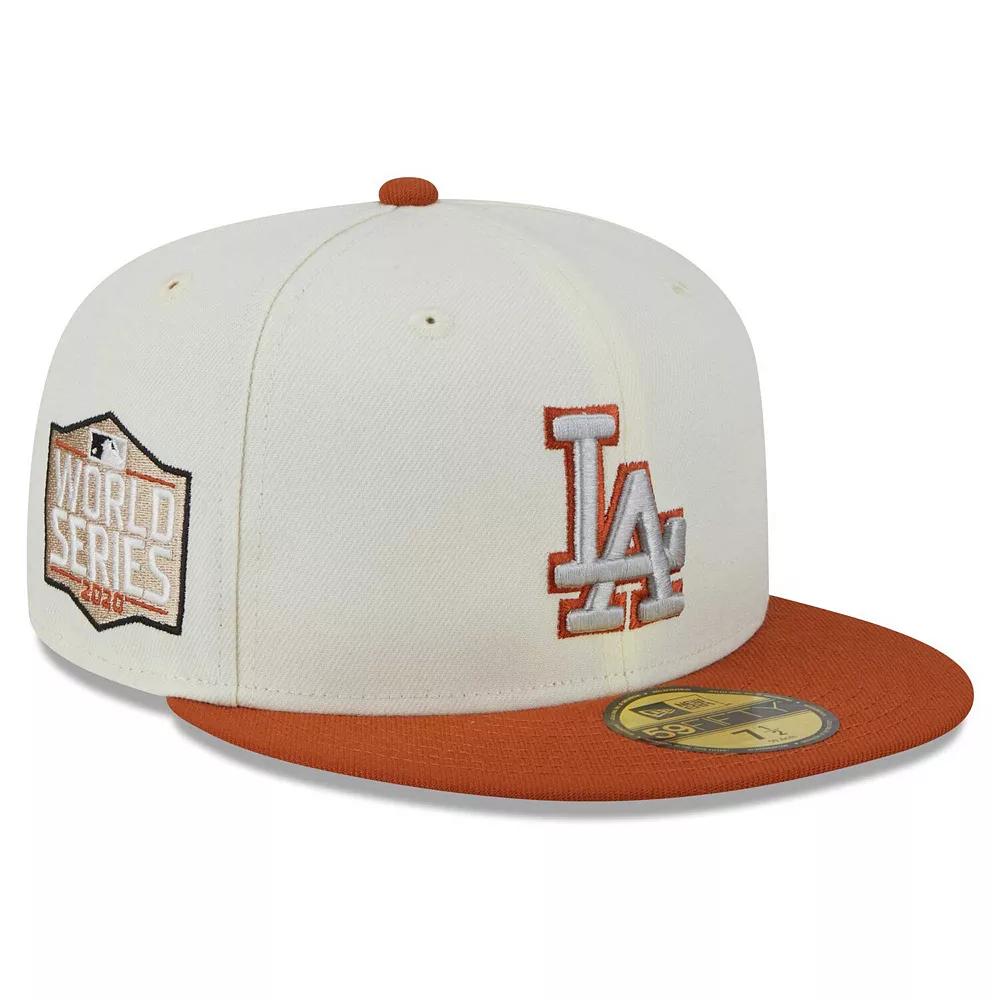 Men's New Era Cream/Orange Los Angeles Dodgers 59FIFTY Fitted Hat,  Product Image