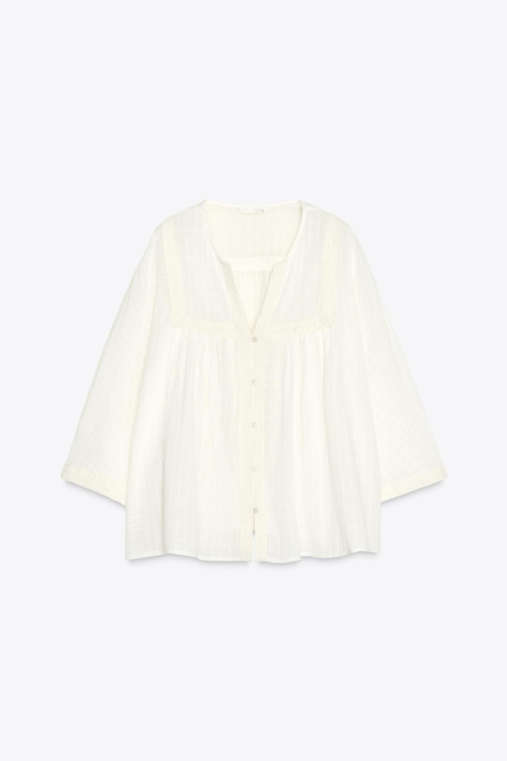 EMBROIDERED WIDE SLEEVE BLOUSE Product Image