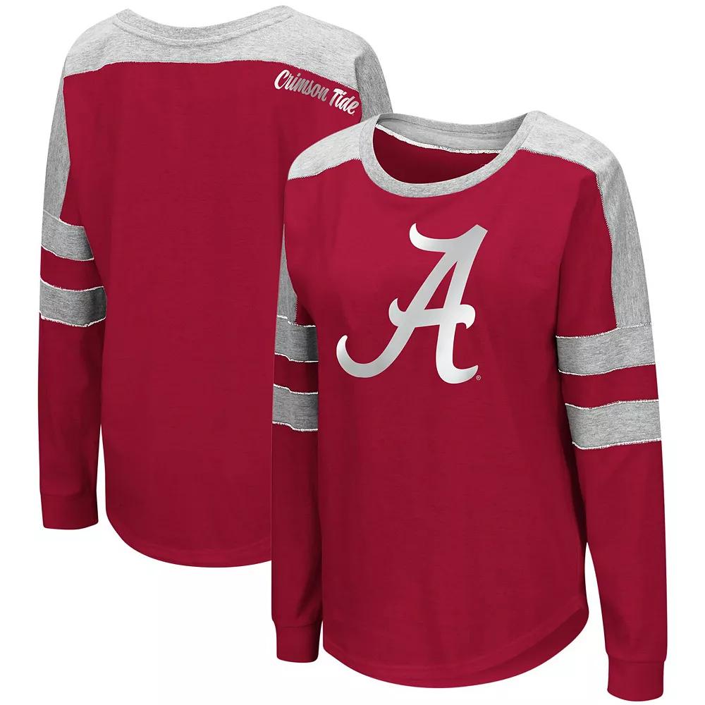 Womens Colosseum Crimson Alabama Crimson Tide Trey Dolman Long Sleeve T-Shirt Product Image