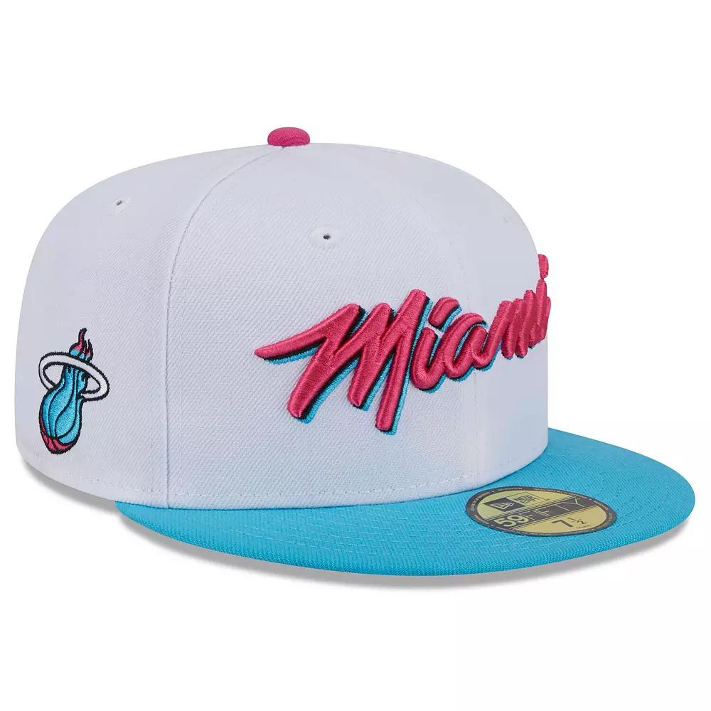 Men's New Era  White Miami Heat 2024/25 City Edition Alternate 59FIFTY Fitted Hat, Size: 7 7/8 Product Image
