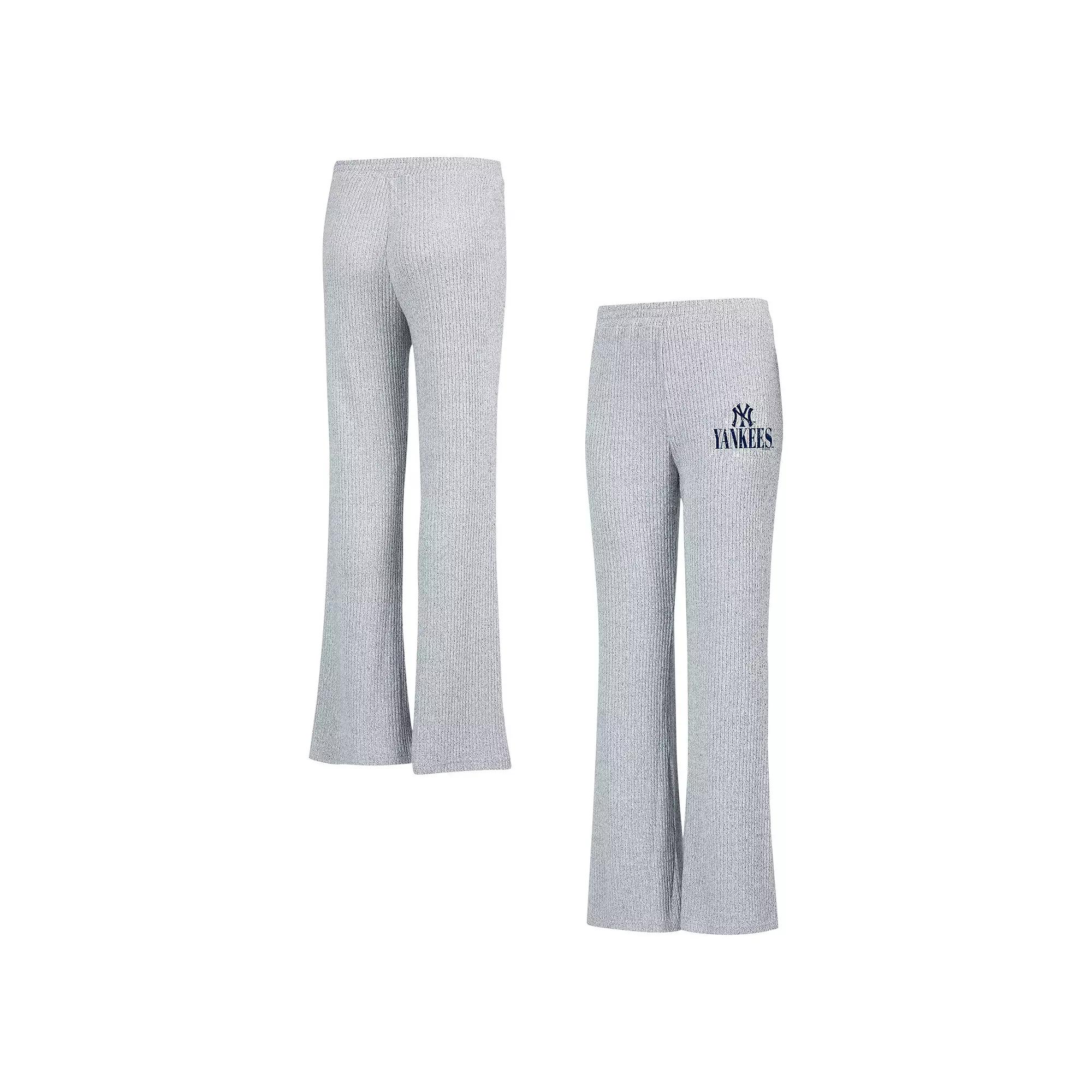 Women's Concepts Sport Gray New York Yankees Juniper Rib Knit Flare Sleep Pants,  Product Image