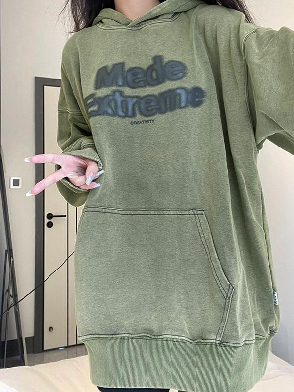 Distressed Letter Print Oversized Hoodie Product Image