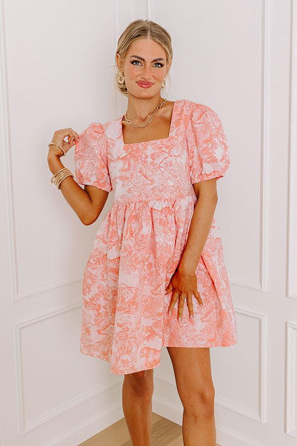 Cheerful Charm Jacquard Mini Dress in Coral Product Image