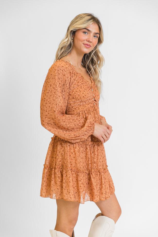 Next Time Brown Printed Mini Dress FINAL SALE Product Image