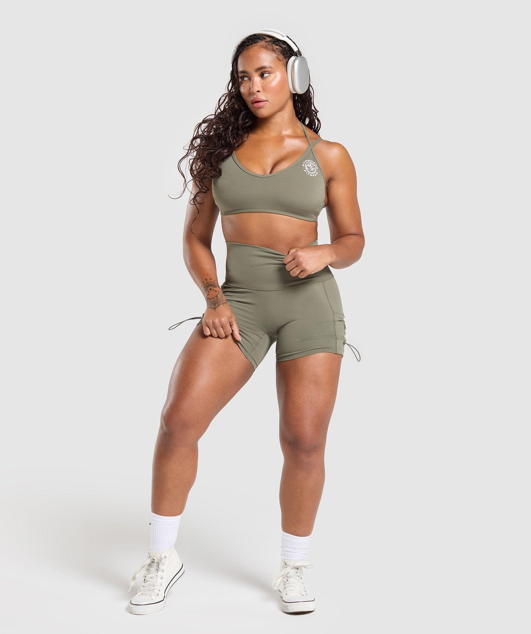Gymshark Legacy Logo Tight Shorts - Base Green Female Product Image