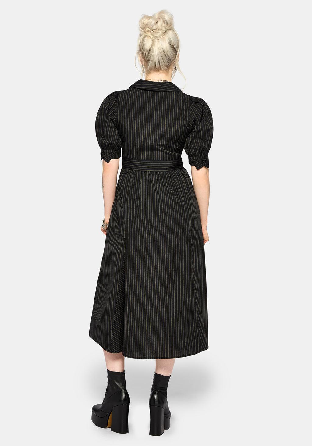 Jenna Stripe Cotton Tie Midi Dress Product Image