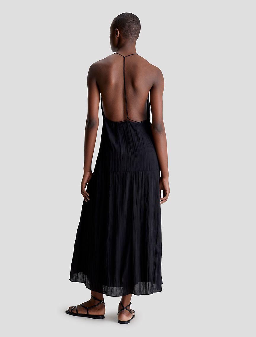Pleated Texture Maxi Slip Dress Product Image