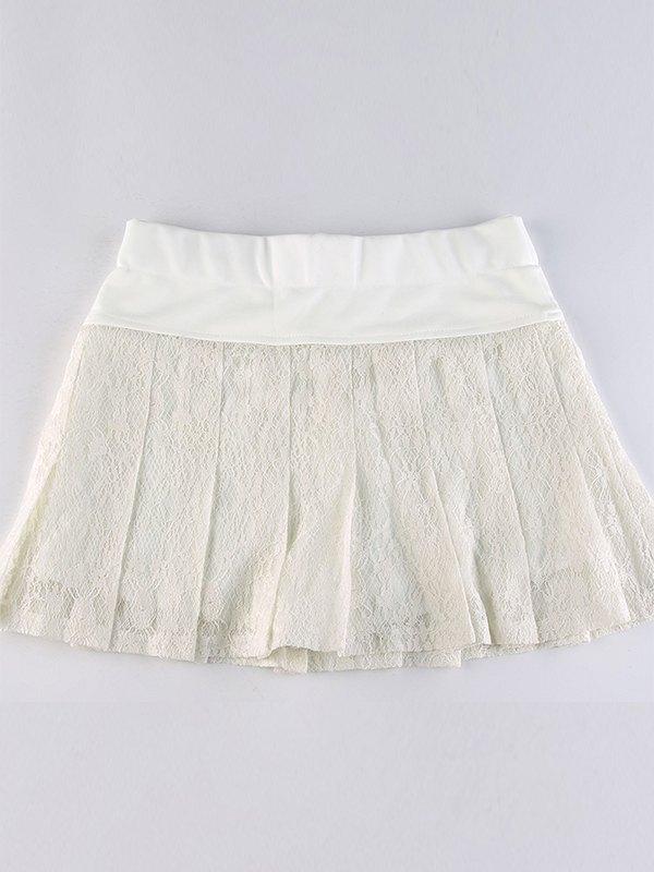 A Line Pleated Lace Mini Skirt Product Image
