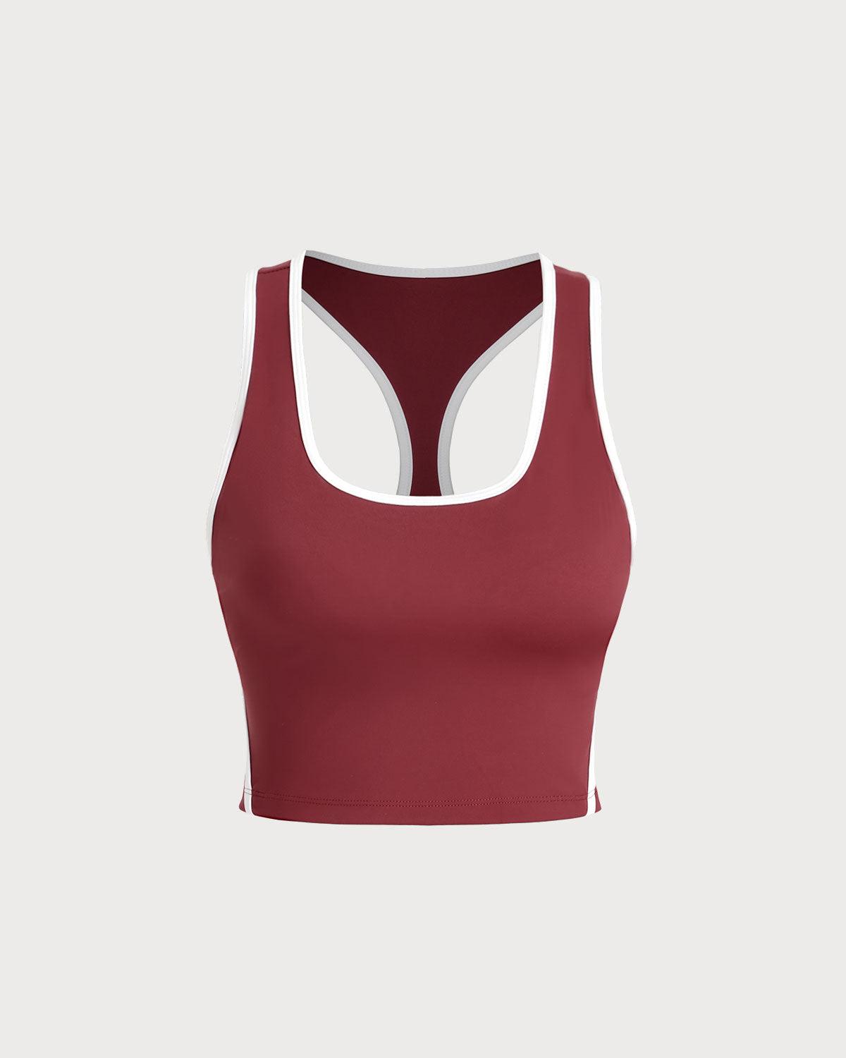 Red Scoop Neck Yoga Tank Top - Light Support Product Image