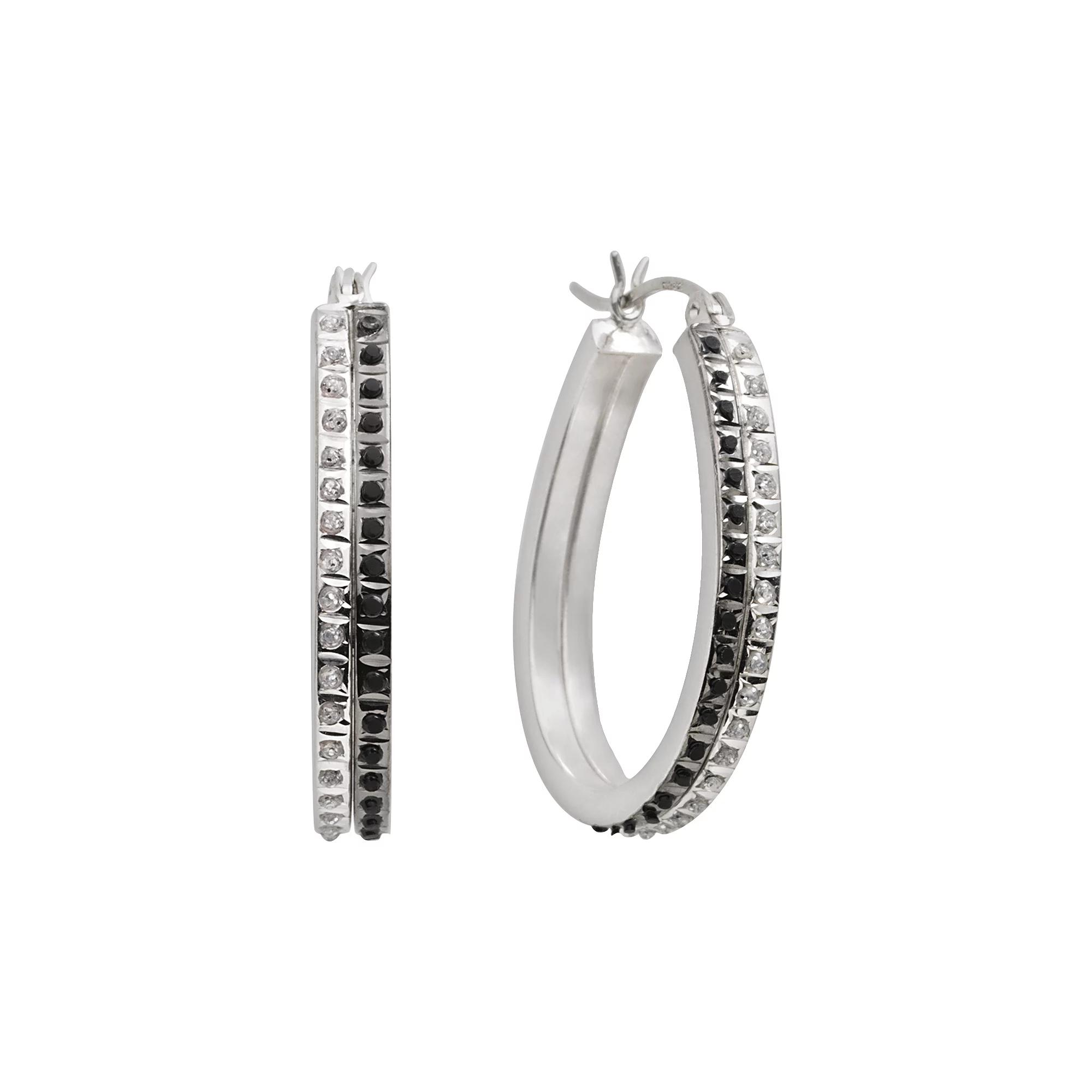 Diamond Mystique Sterling Silver Diamond Accent Double Row Pear-Shaped Hoop Earrings, Women's Product Image