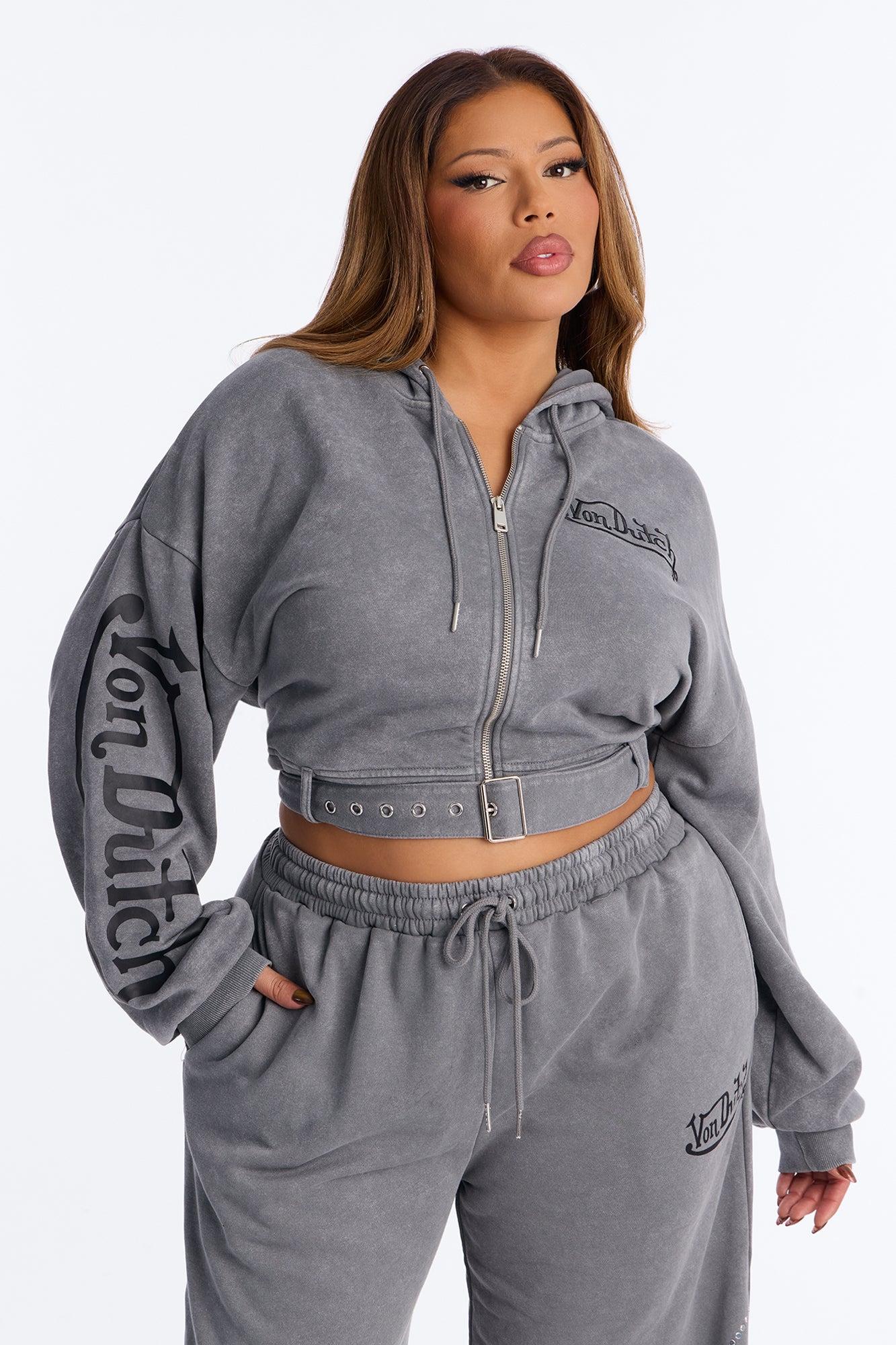 Von Dutch Edgy Washed Fleece Hoodie - Black Wash Female Product Image