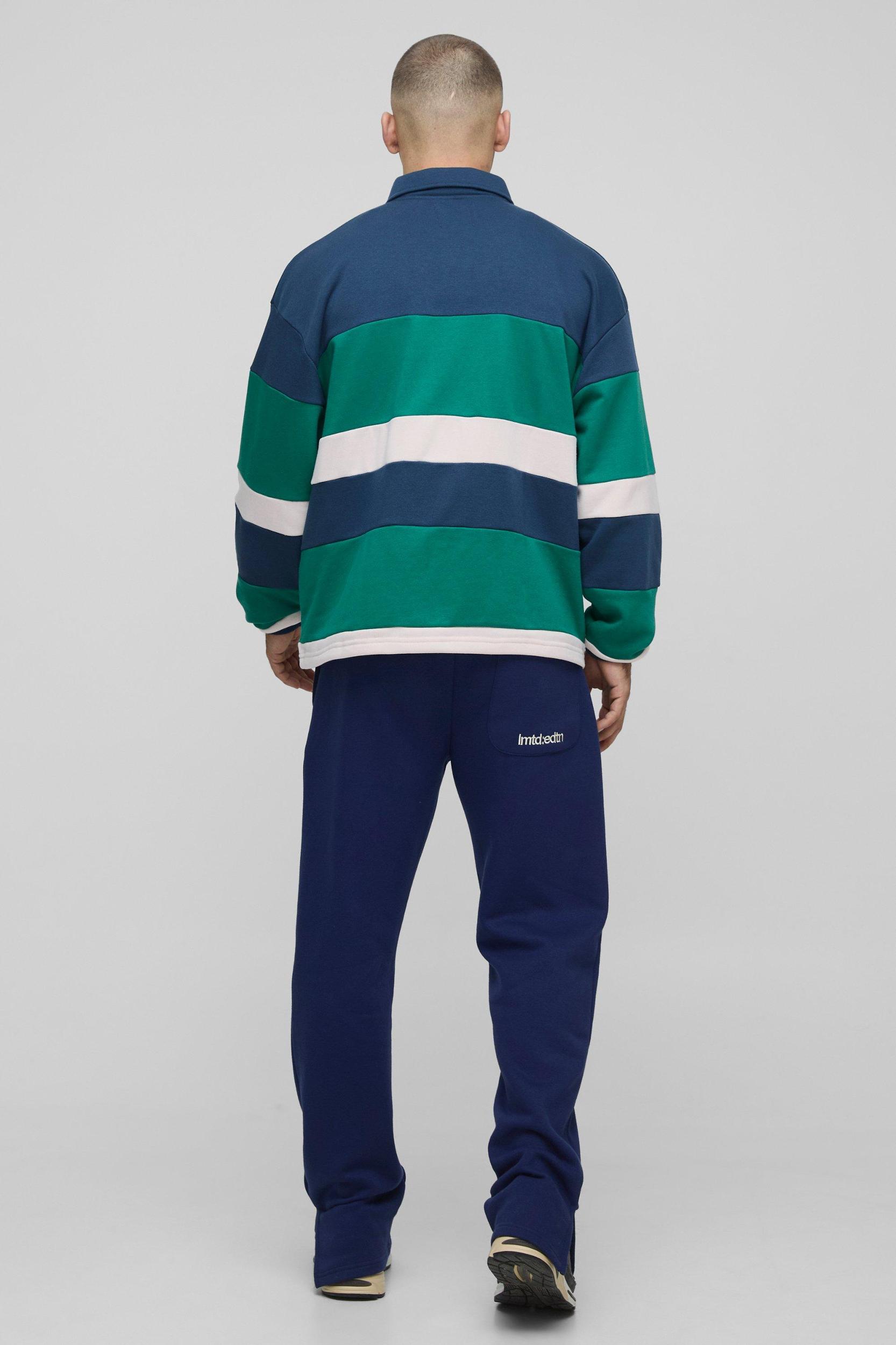 Oversized Man Stripe Rugby Polo | boohooMAN USA Product Image