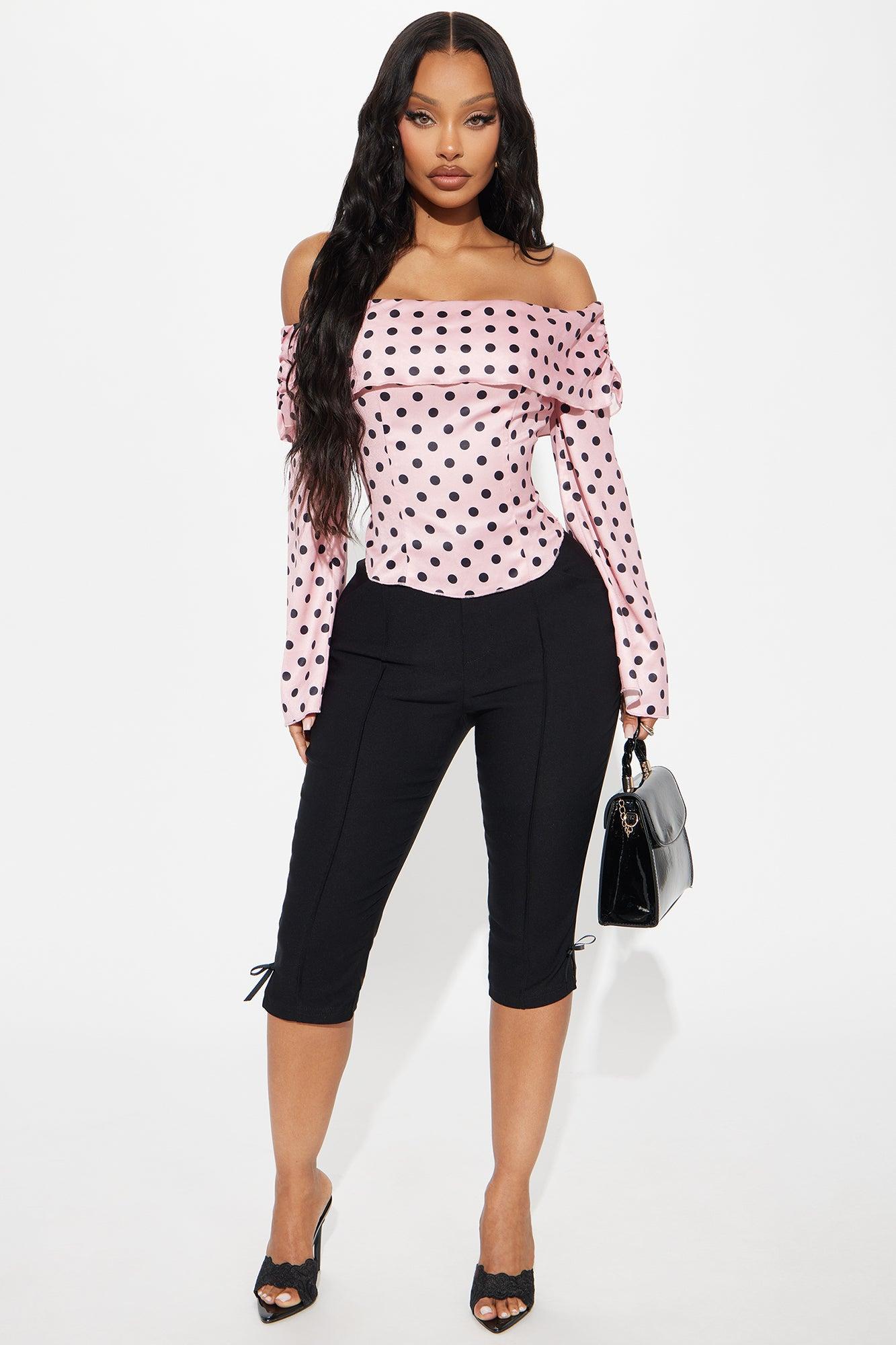Everlyn Satin Polka Dot Top - Pink/combo Product Image