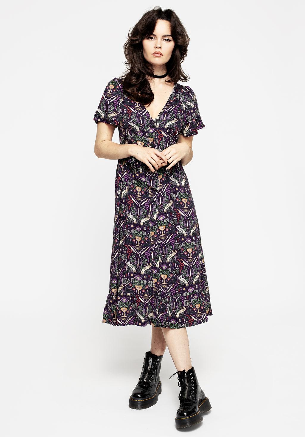 Modern Mystic Button Up Midi Dress Product Image