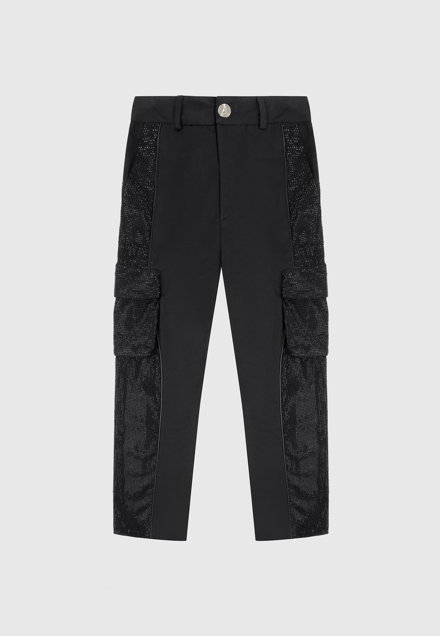 Rhinestone Contour Cargo Pants - Black Female Product Image