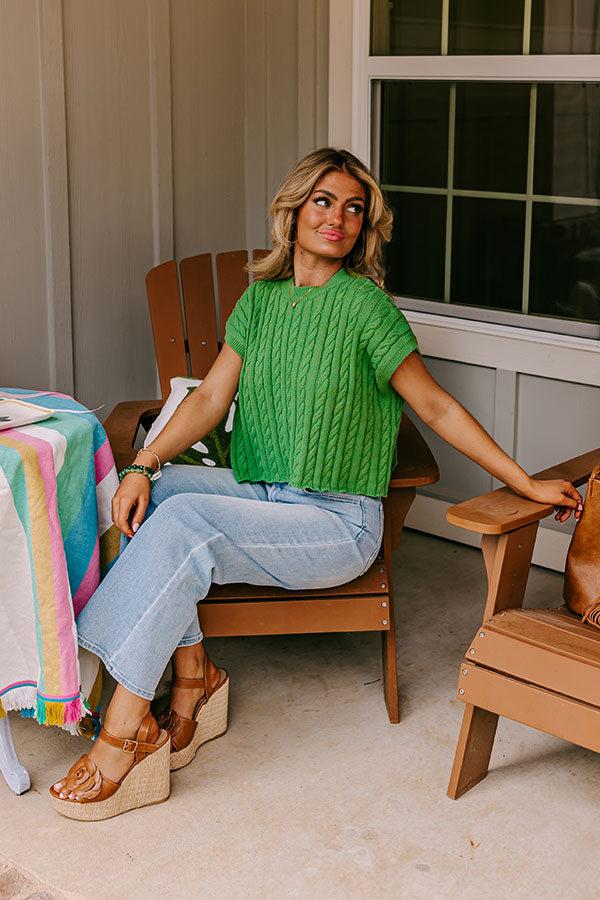 Meet Your Destiny Knit Top In Kelly Green Product Image