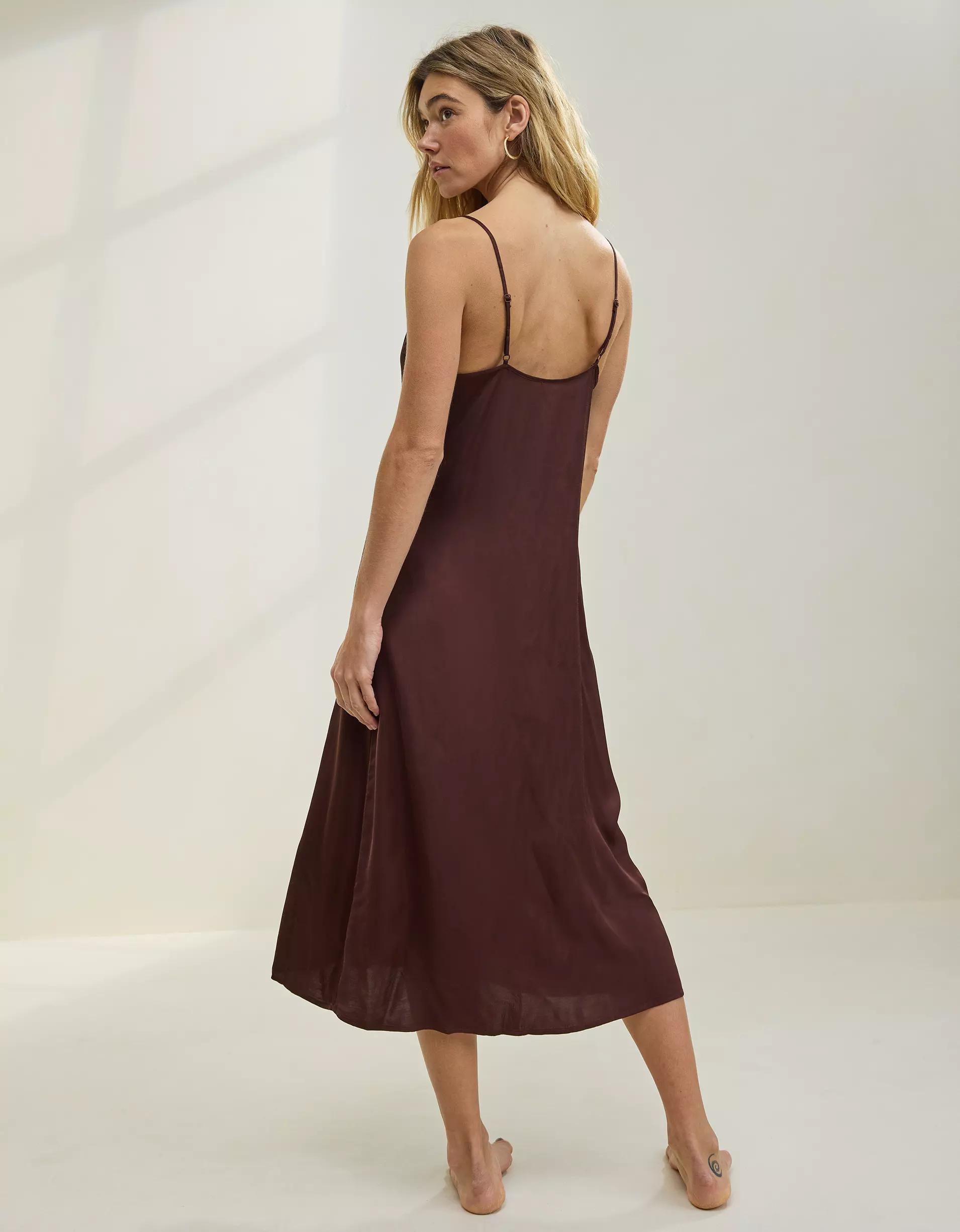 Aerie Satin Midi Dress Product Image