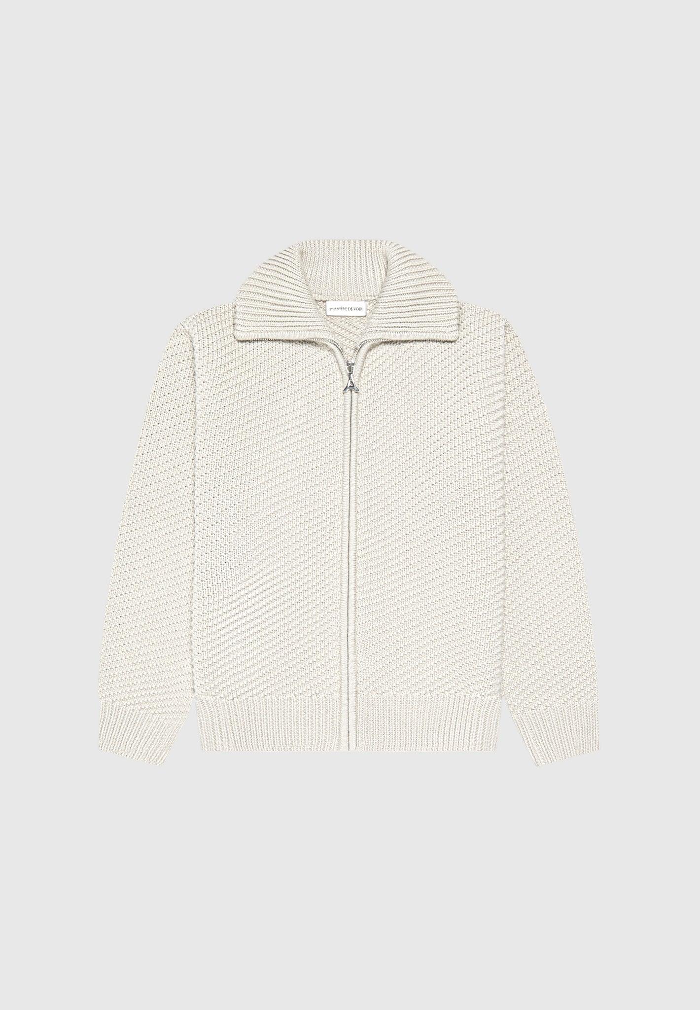 Diagonal Knit Cardigan - Stone Male Product Image