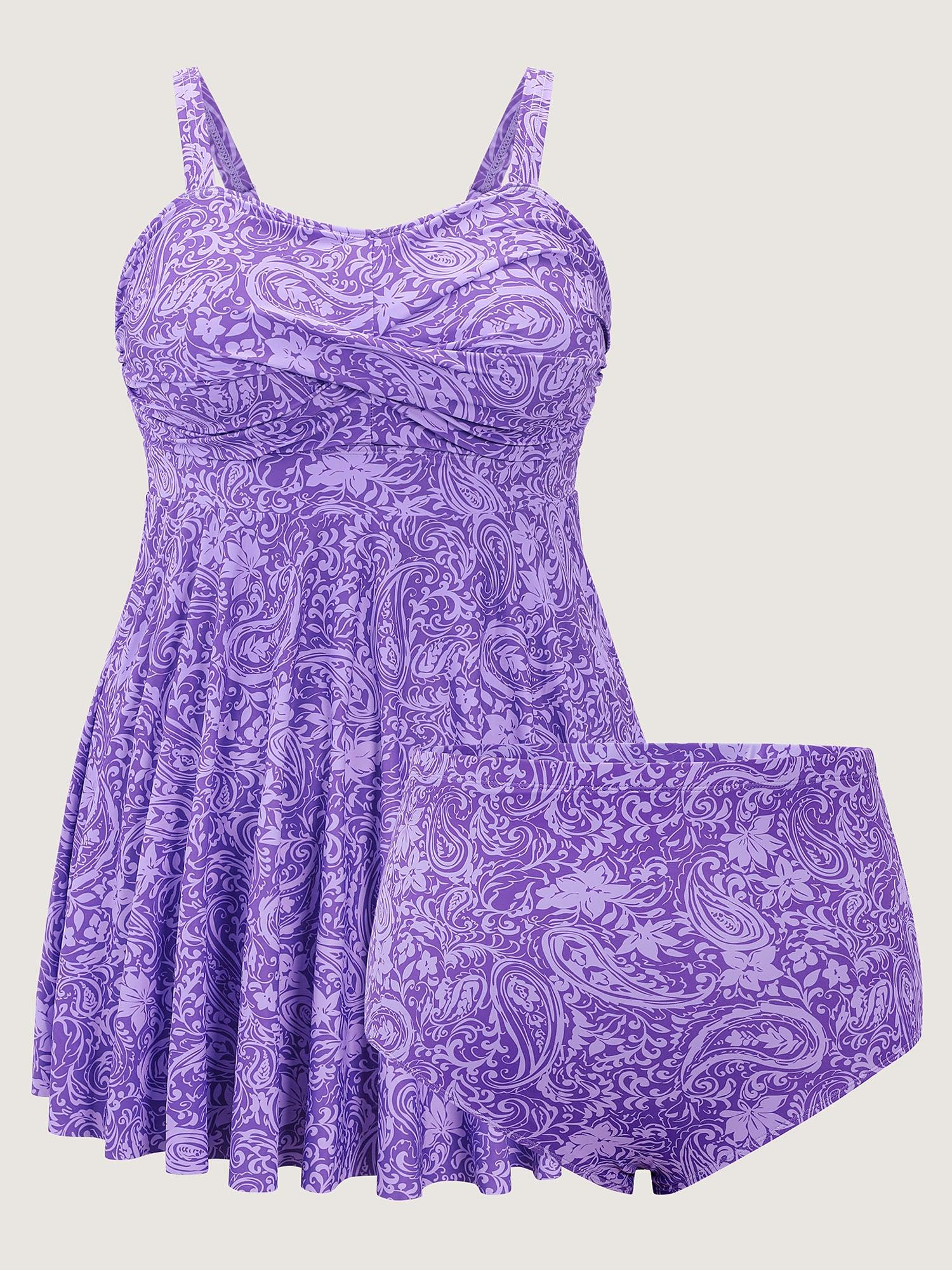 Paisley Print Twist Front Swim Dress Female Product Image