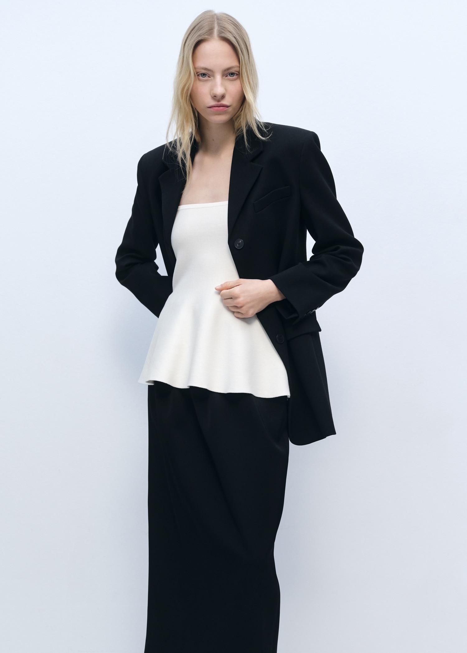 Fine-knit peplum top - Women | MANGO USA Product Image