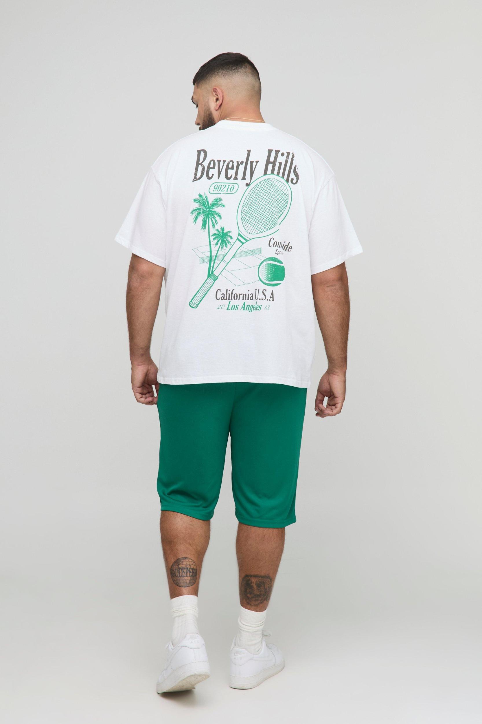 Plus Oversized Beverly Hills Courtside Palm Printed T-Shirt | boohooMAN USA Product Image