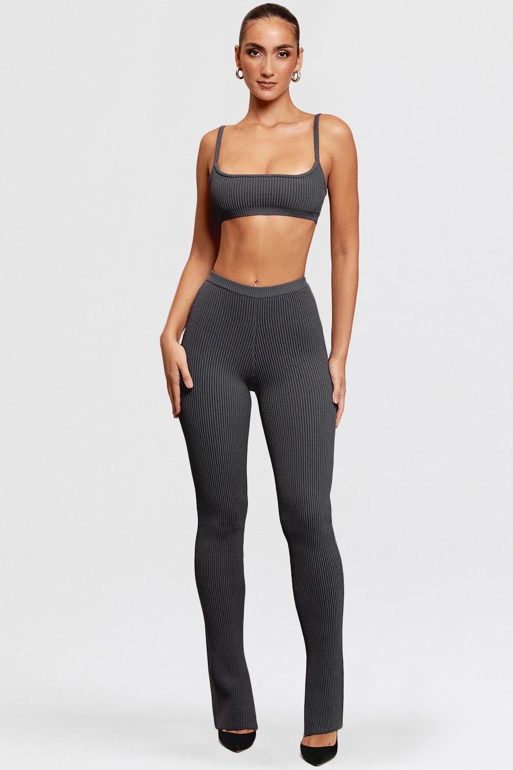 Mitzi  dark grey ribbed knit leggings - sale Product Image