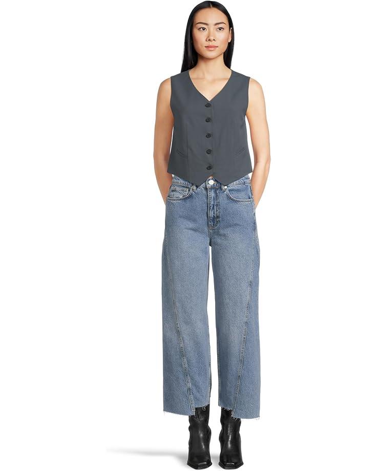 Washable Stretch Crepe Round Neck Long Vest Product Image