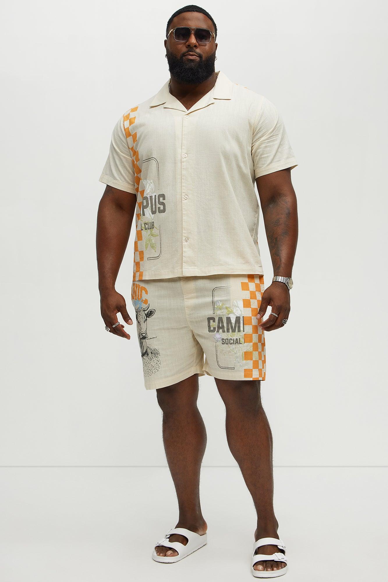 Groves Short Sleeve Button Up Shirt - Cream Male Product Image