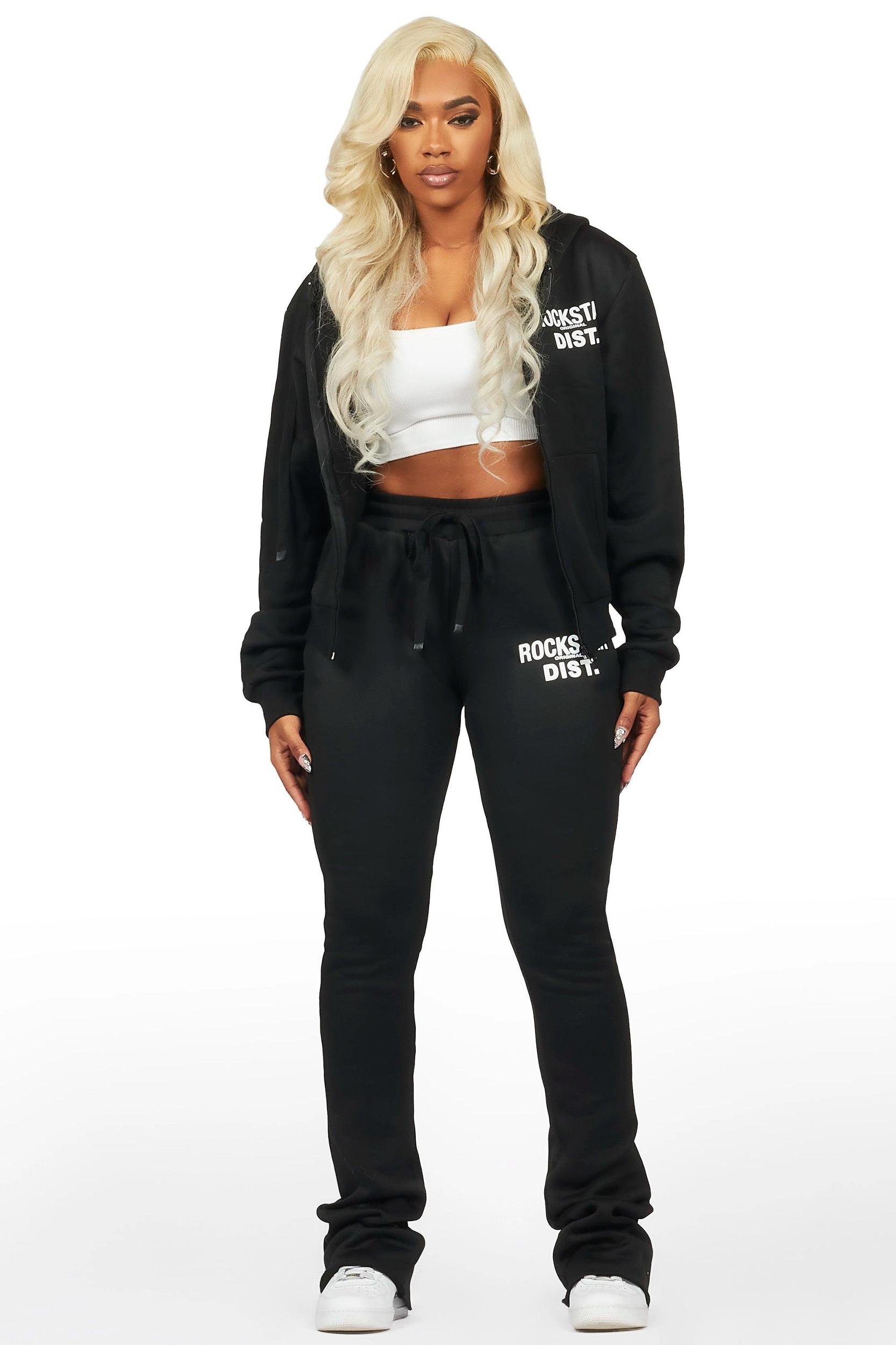 Kija Black Zip Up Super Stacked Trackset Female Product Image