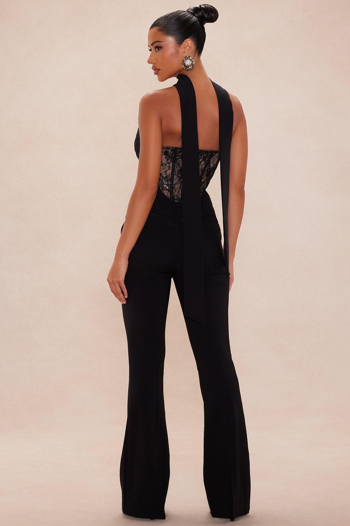 Gia Embellished Flare Pant Set - Black Product Image