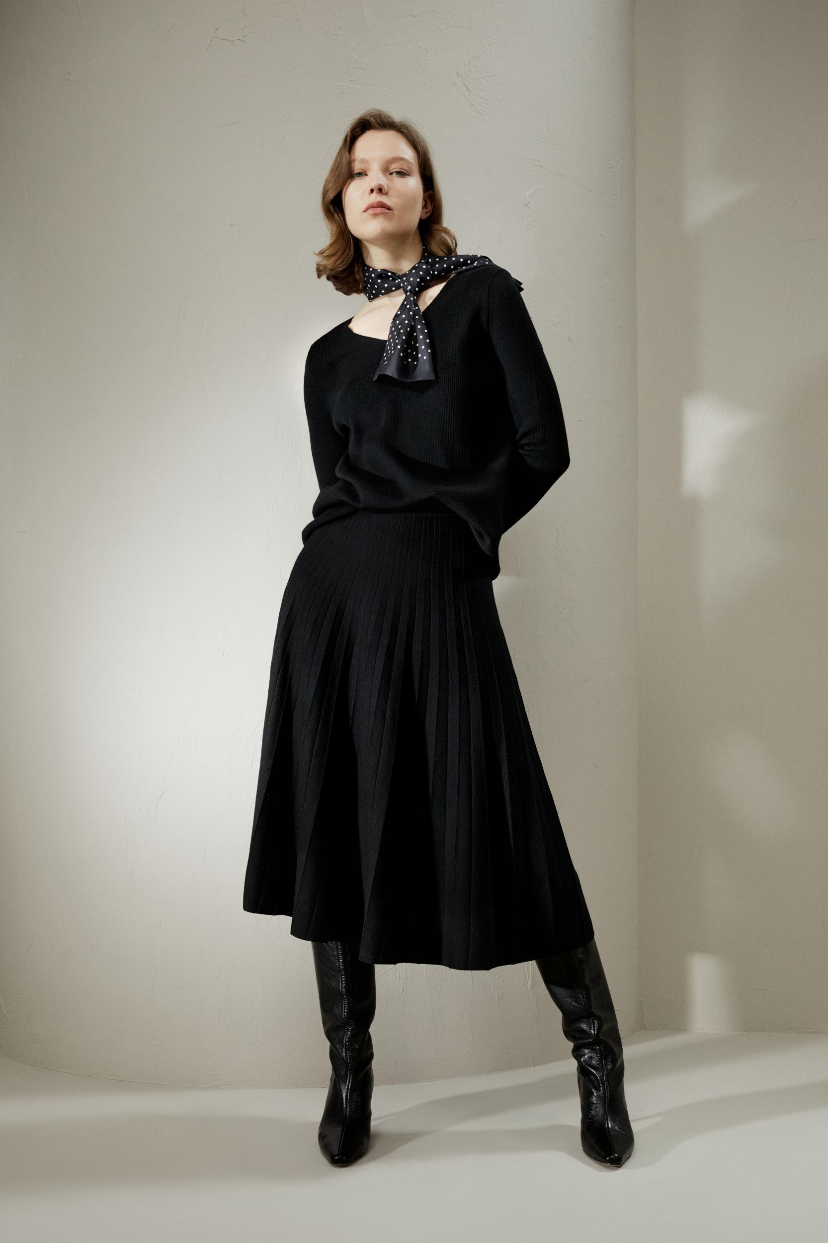 LILYSILK Women Silk Skirt Merino Wool Caramel 100% Ultra Fine Merino Wool Over-The-Knee Length M Product Image