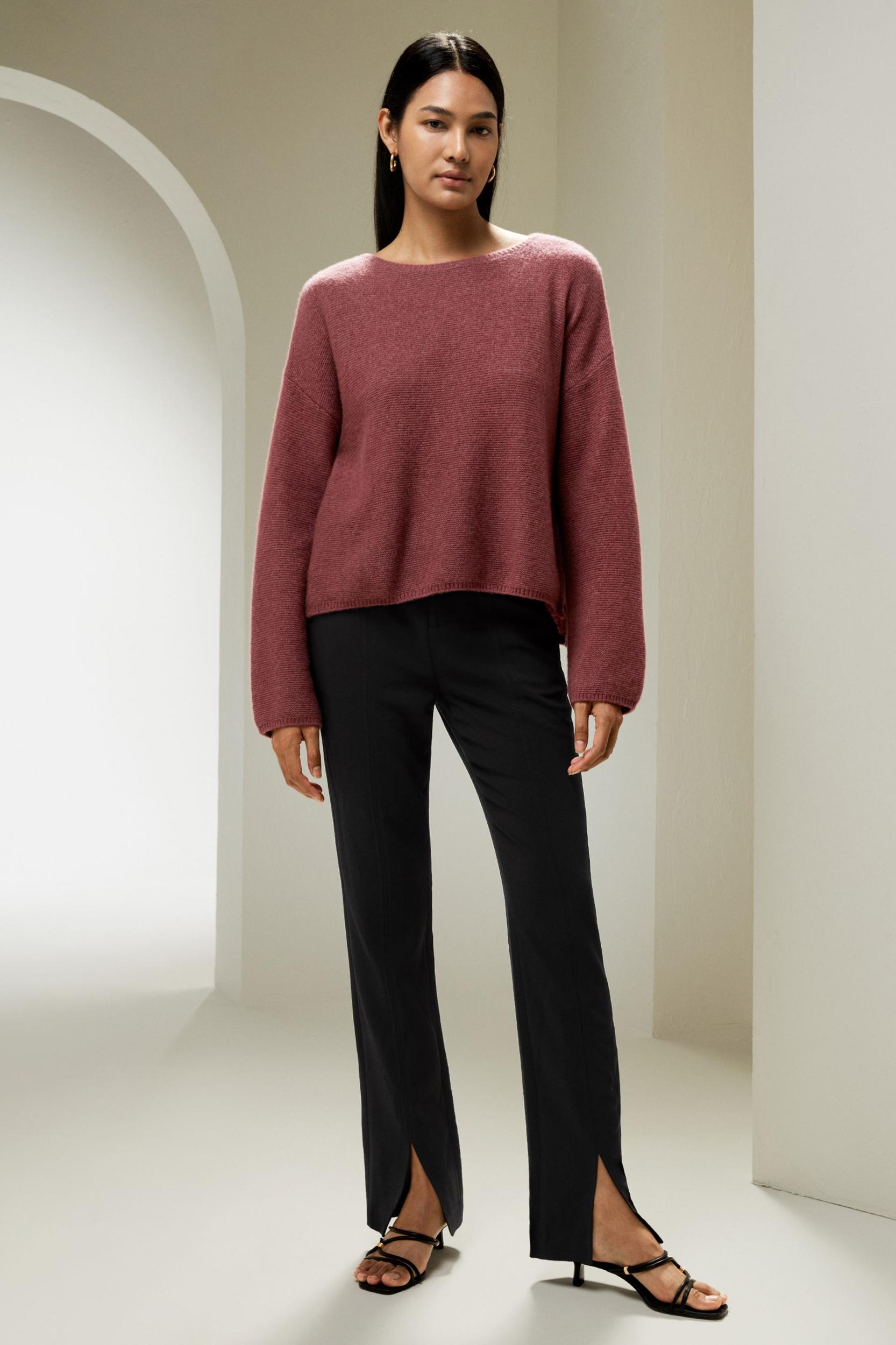 Relaxed Fit Drop-Shoulder Silk Cashmere Blend Sweatshirt Product Image