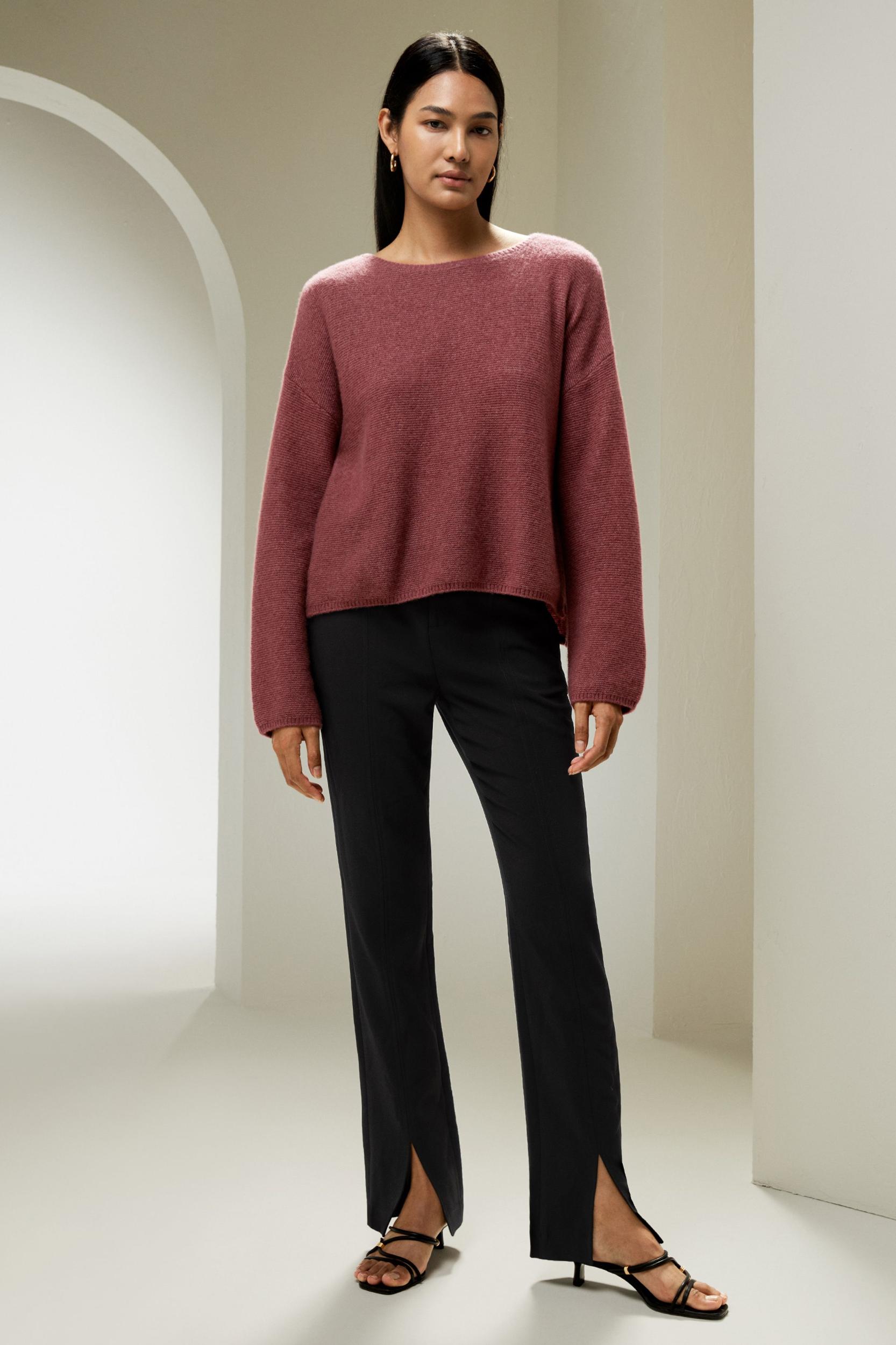 Relaxed Fit Drop-Shoulder Silk Cashmere Blend Sweatshirt Product Image