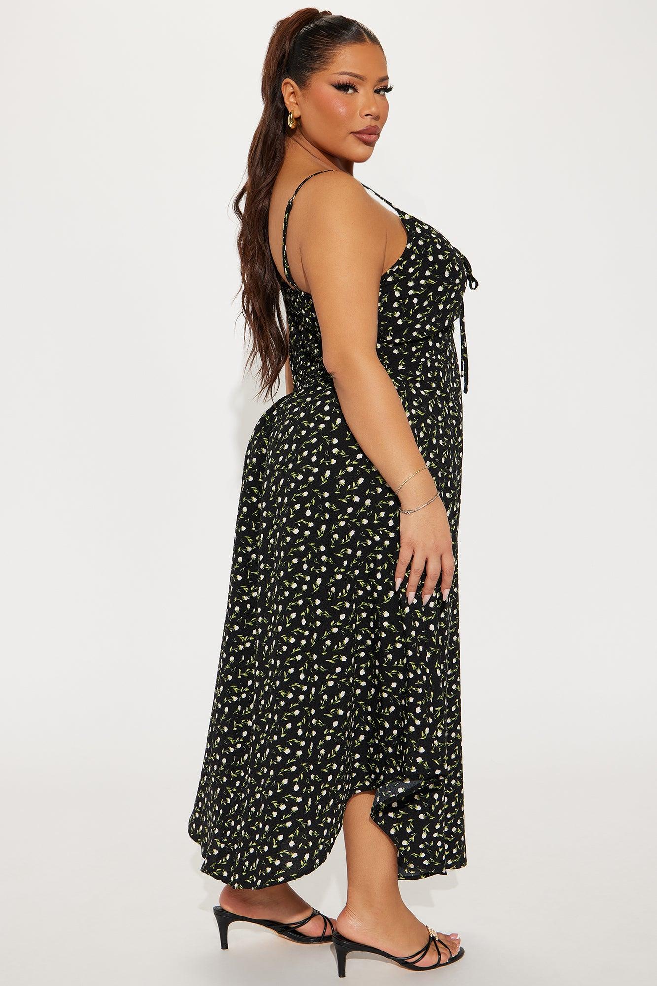 Lisa Floral Midi Dress - Black/combo Product Image