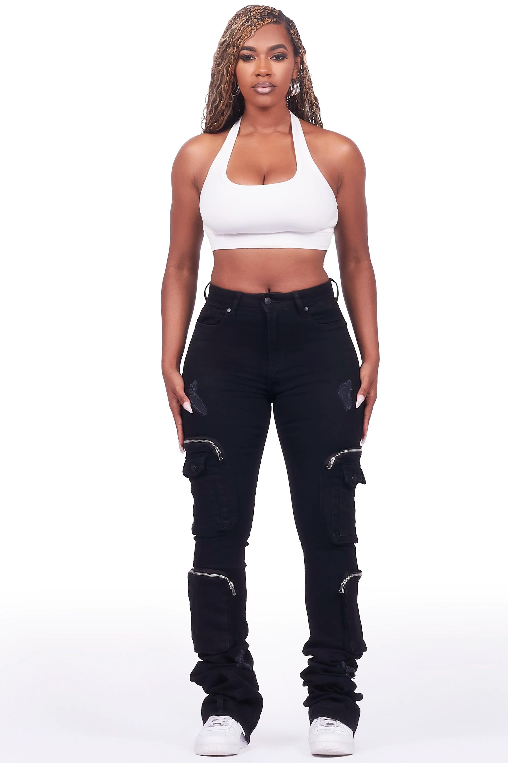 Alisson Black Cargo Super Stacked Jean Female Product Image