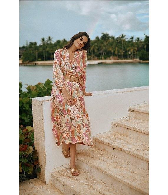 J.McLaughlin Jungle Melody Split V-Neck Bracelet Sleeve Blouse Product Image