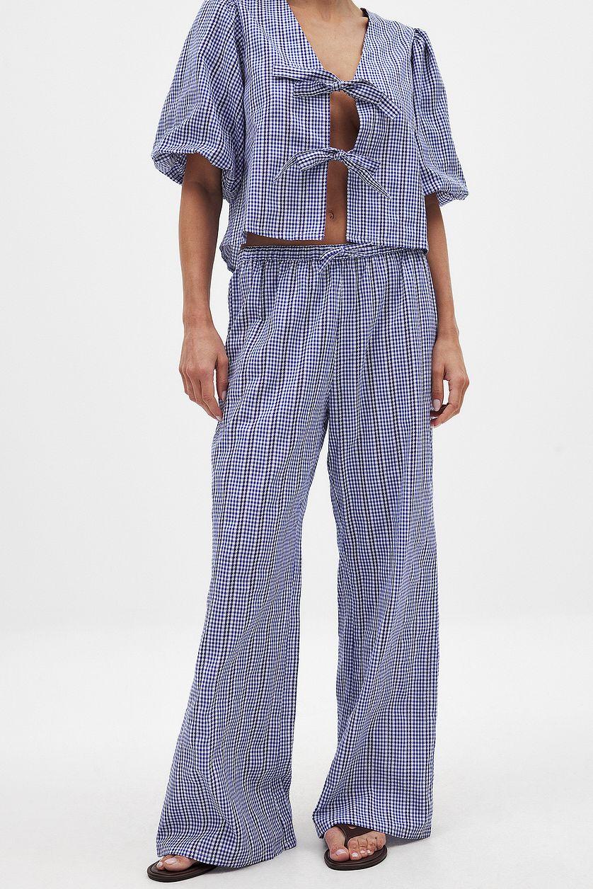 Cotton Straight Mid Waist Pants Product Image