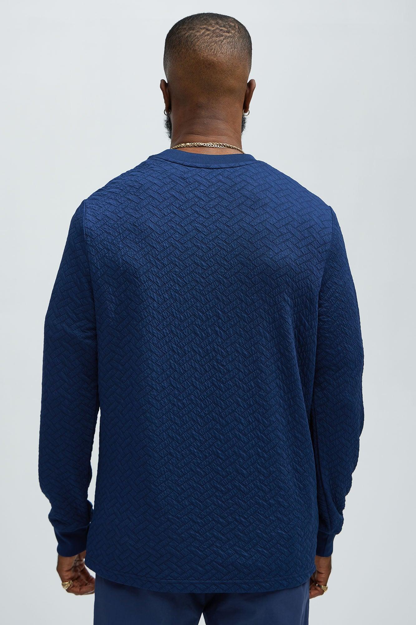 We Outside Textured Long Sleeve Tee - Navy Product Image