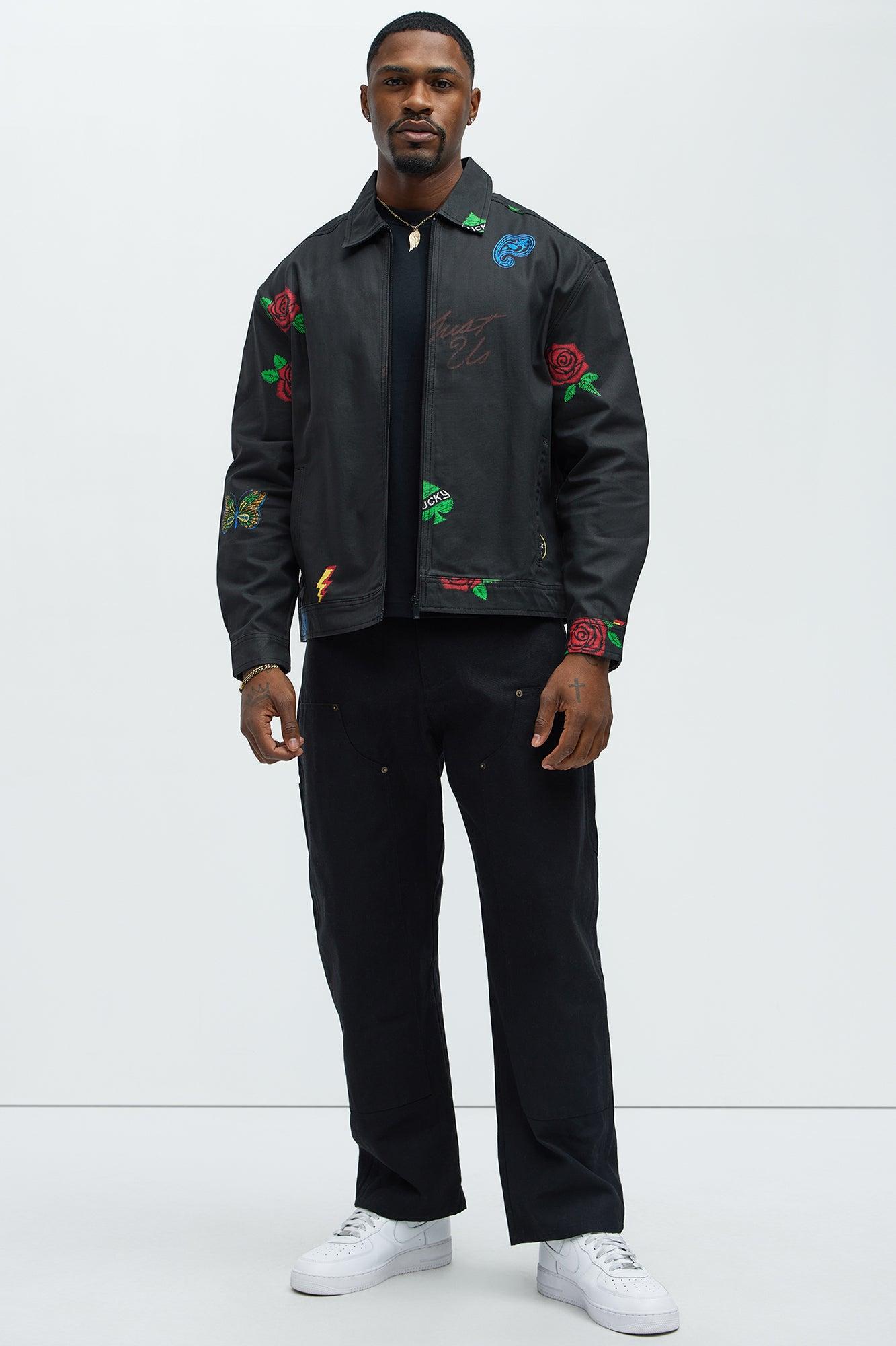 Patchwork Style Trucker Jacket - Black/combo Product Image