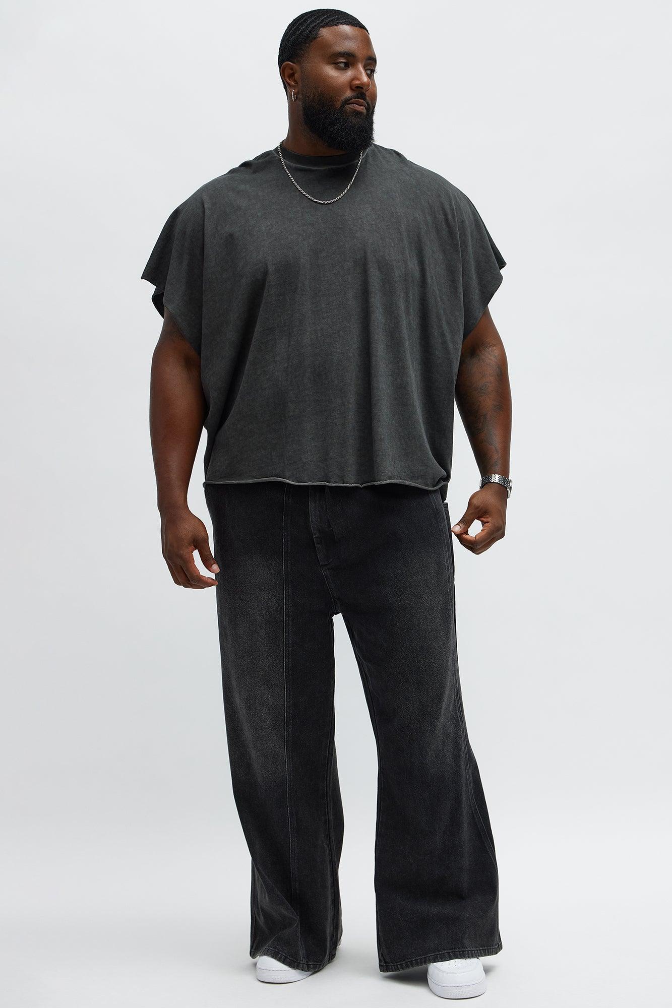 Oversized Fatal Attraction Heavy Jersey Muscle Tee - Charcoal Male Product Image