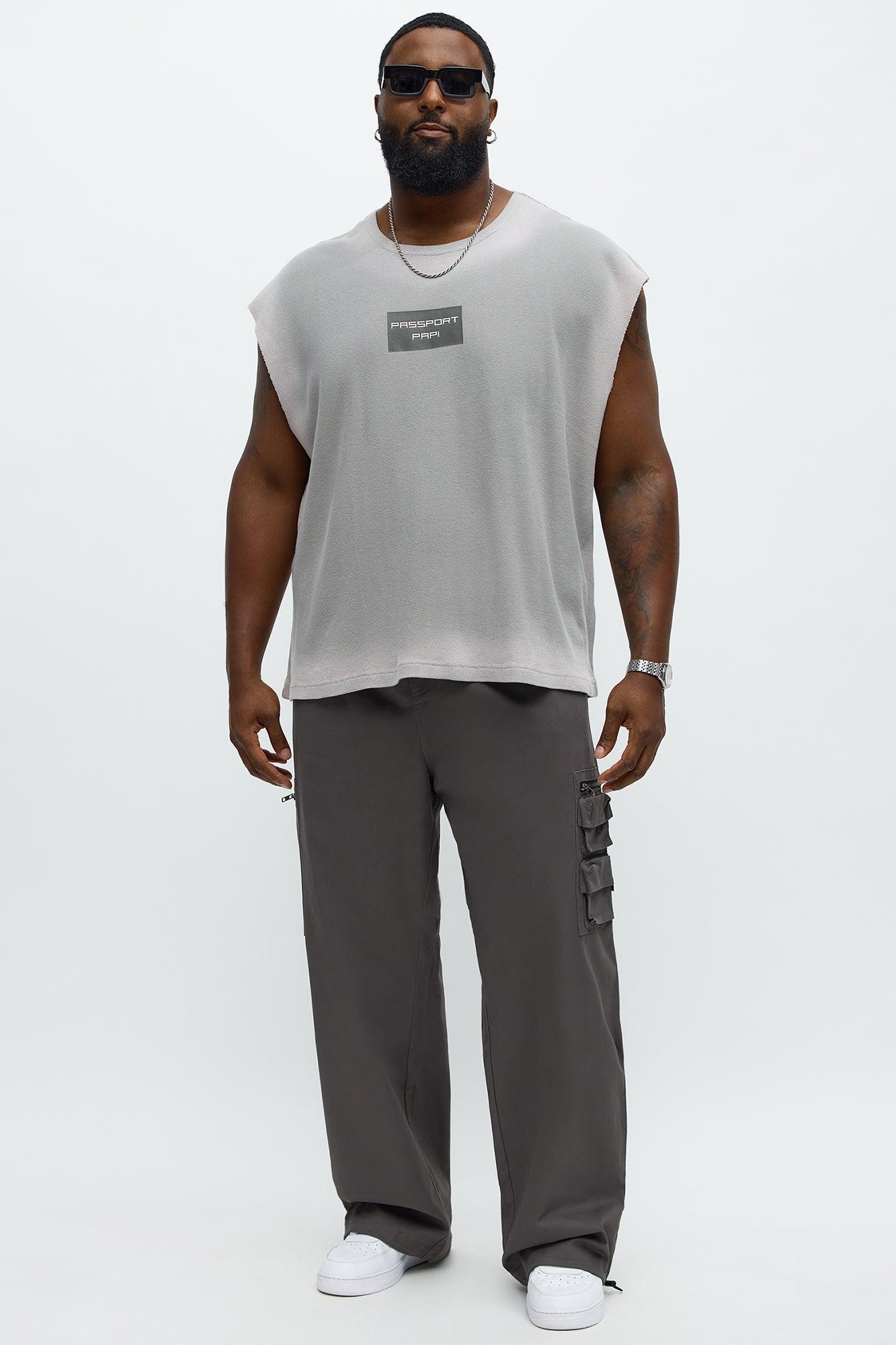 Relaxed Washed Quote Muscle Tank - Dark Grey Male Product Image