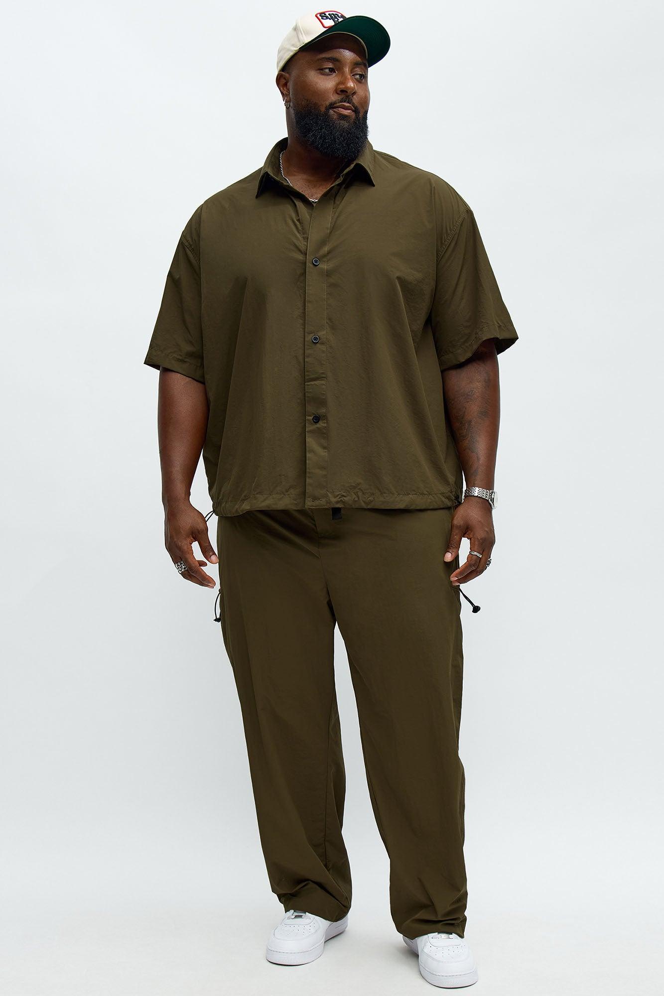 Straight Philip Nylon Pant - Olive Male Product Image