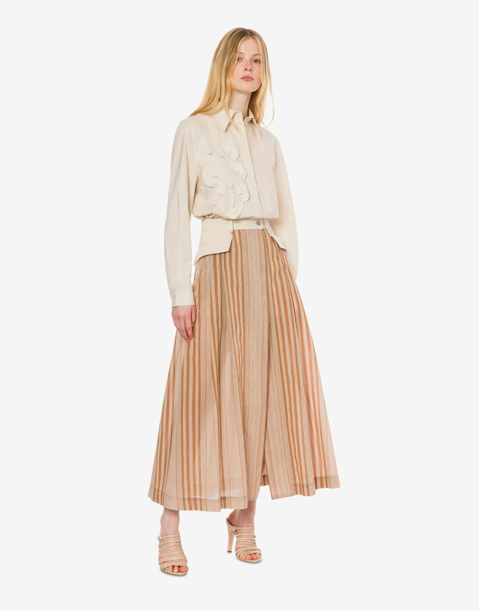 Muslin longuette skirt with alternating stripes Product Image