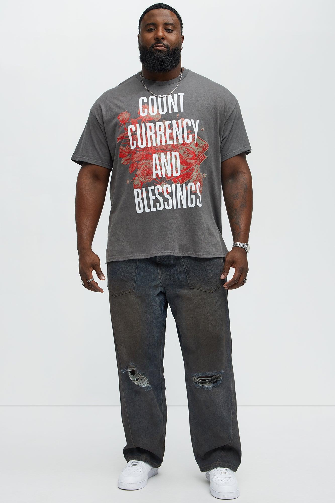 Count Currency And Blessings Short Sleeve Tee - Charcoal Male Product Image