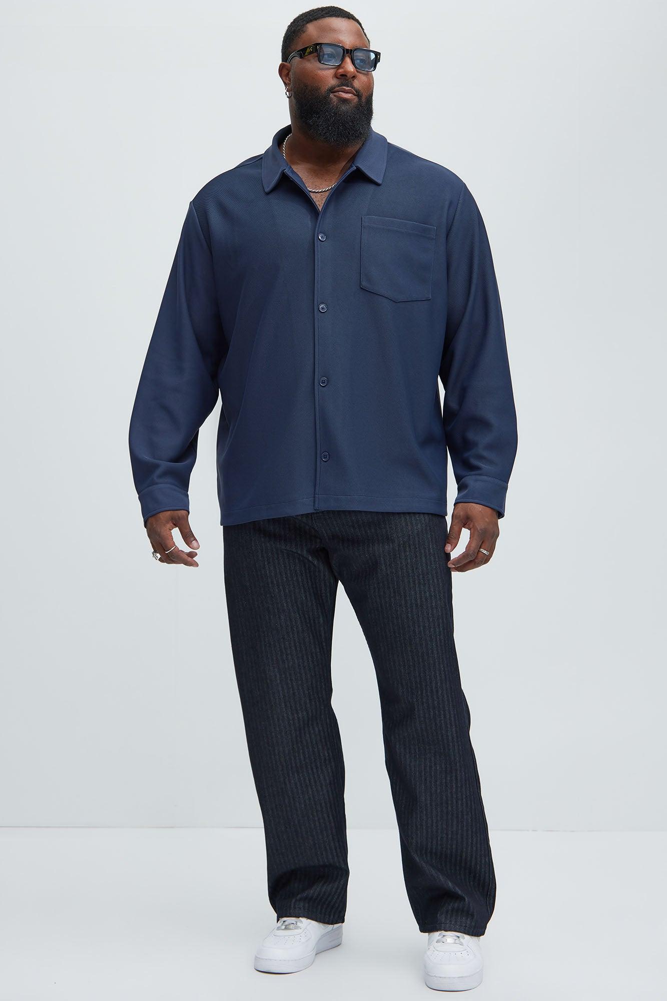 Herringbone Denim Straight Jeans - Indigo Product Image