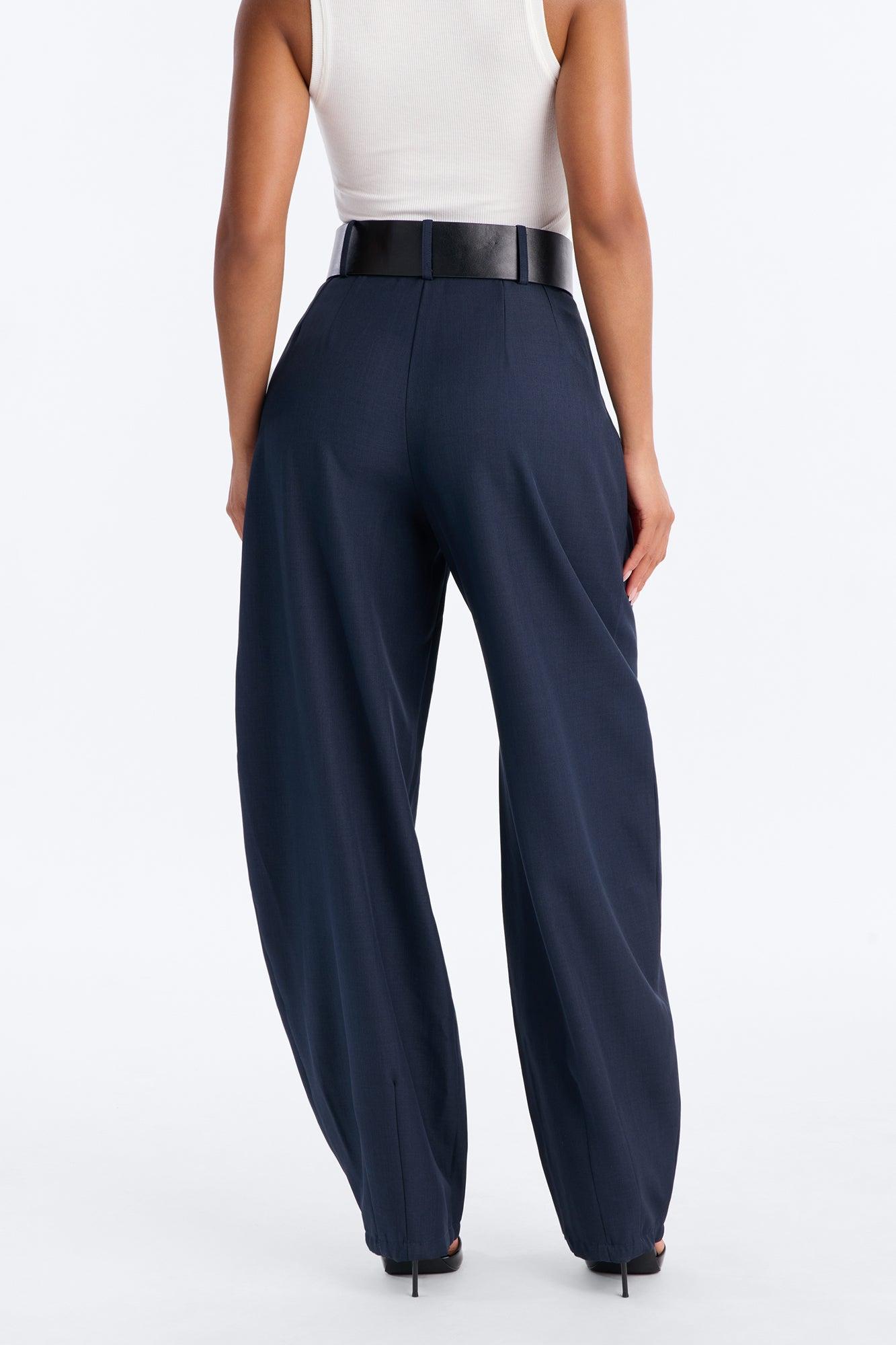 Rebecca Belted Barrel Trouser Pants - Navy Female Product Image