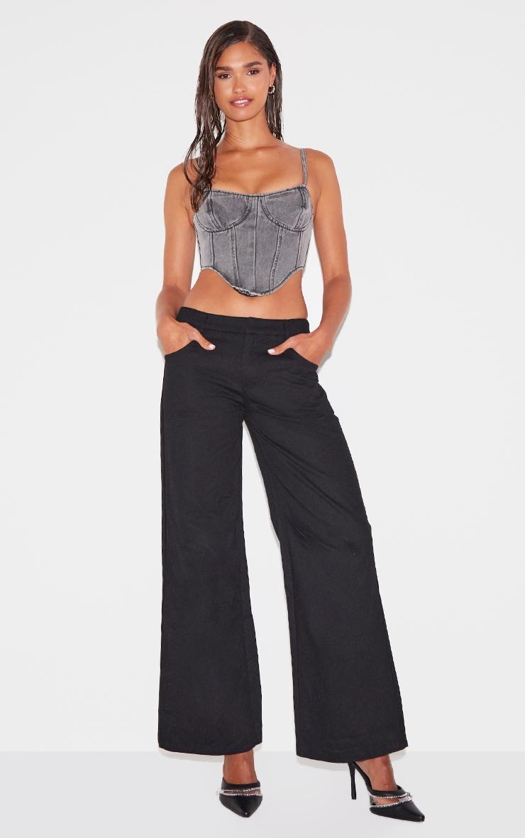 Washed Grey Dipped Hem Denim Corset Product Image