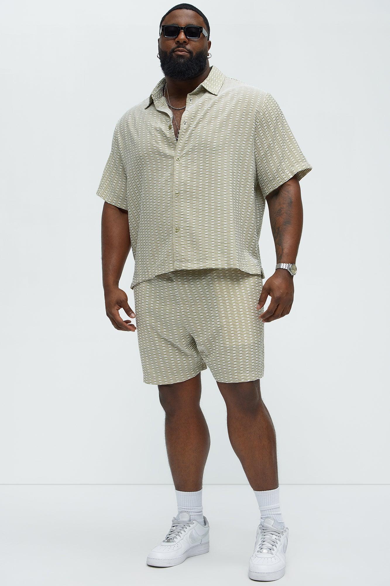 Textured Chenille Pattern Shorts - Green/combo Product Image